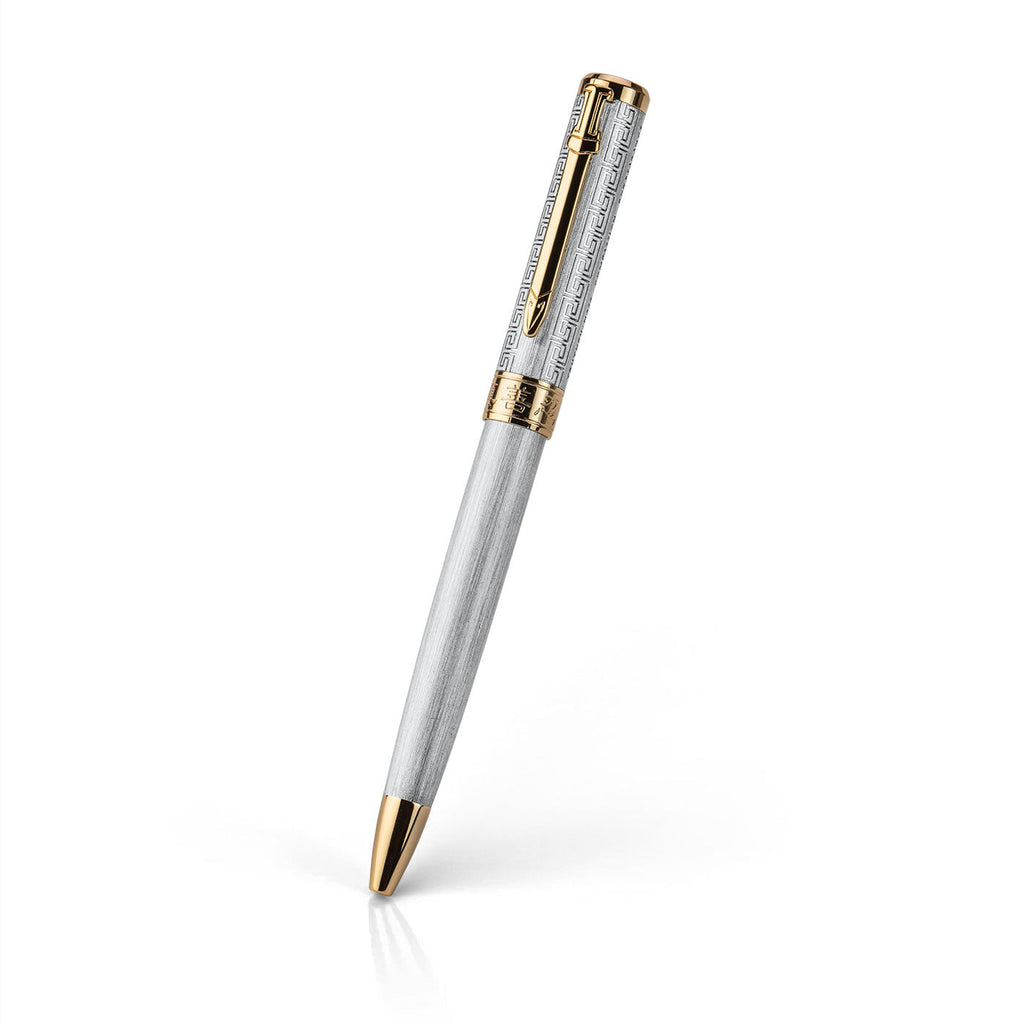 Zhen Shan Ren Wondrous Pen Silver with Gold Finish Front View | Shen Yun Collections