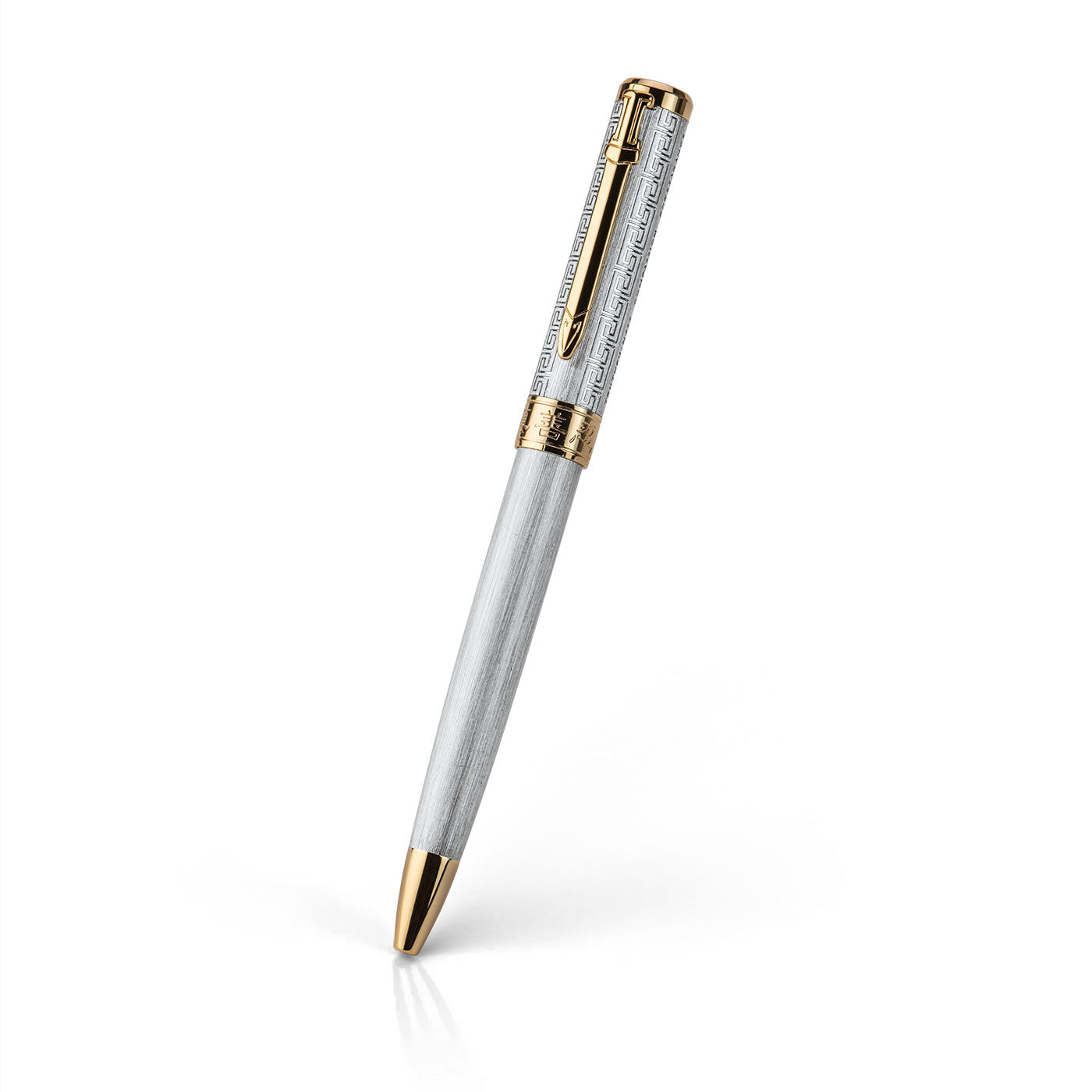 Zhen Shan Ren Wondrous Pen Silver with Gold Finish Front View | Shen Yun Collections