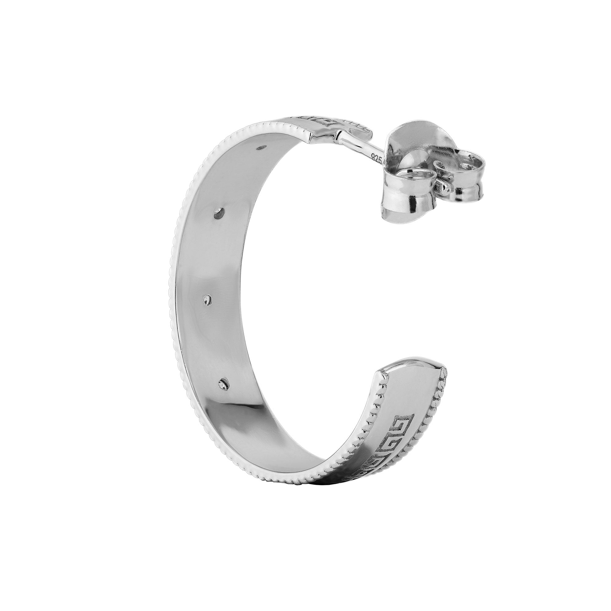 Zhen Shan Ren Wondrous Words Earrings Large hoops in Silver Back Image | Shen Yun Collections 